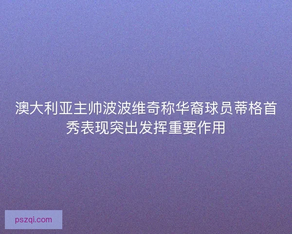 澳大利亚主帅波波维奇称华裔球员蒂格首秀表现突出发挥重要作用